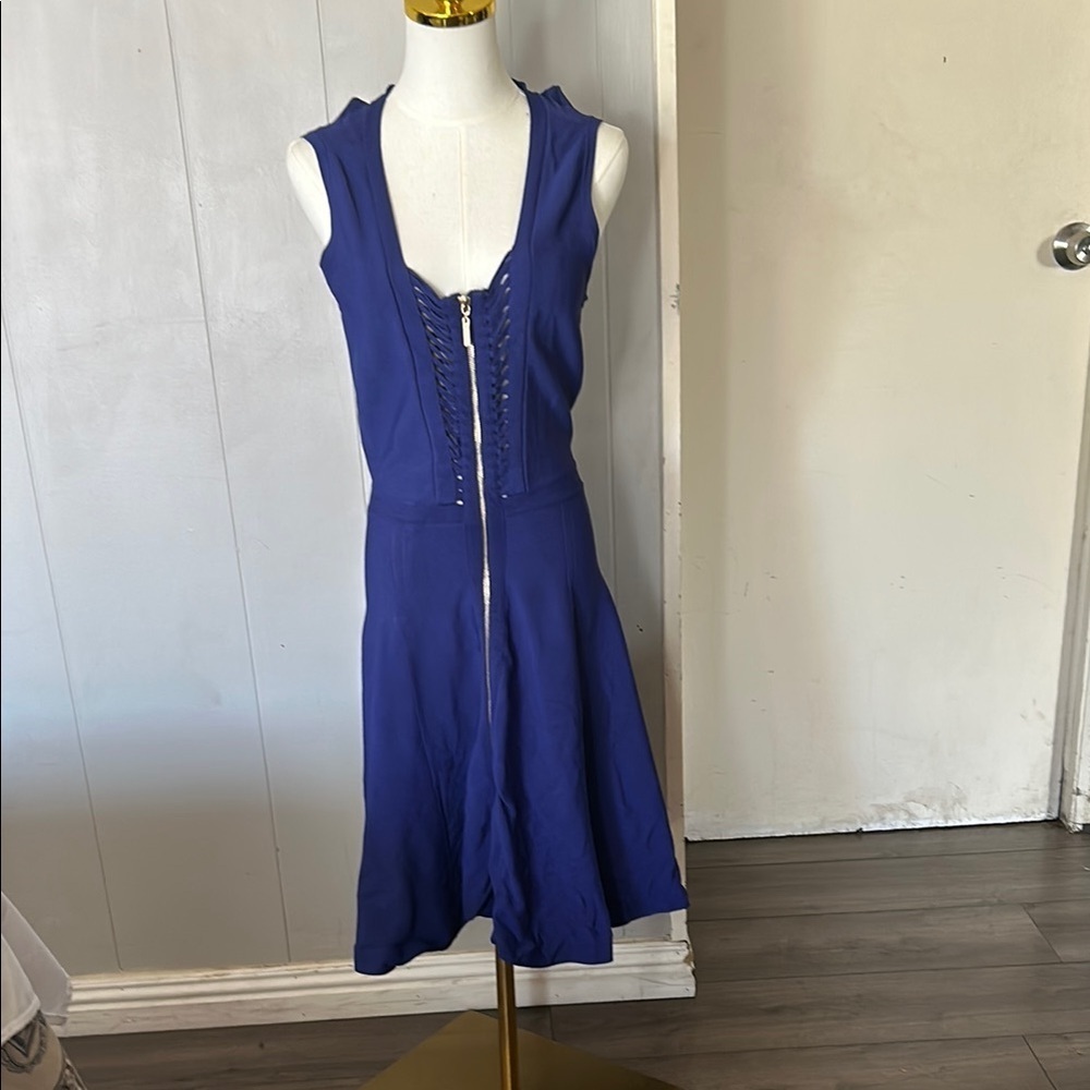 Marciano Royal Blue Midi Dress with Zip Detail